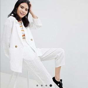 White Linen Monki Blazer 